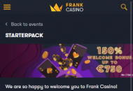 FrankCasino Welcome Package Mobile Device View 