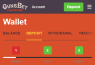 GunsBet Payment Methods Mobile Device View 