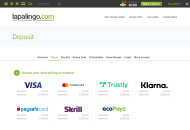 Lapalingo Payment Methods Desktop Device View