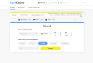 LightCasino Payment Methods Desktop Device View
