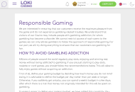 LokiCasino Responsible Gambling Information Desktop Device View