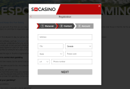 SCasino Registration Form Step 2 Desktop Device View