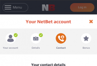 Netbet Registration Form Step 2 Mobile Device View