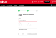 RedBet Registration Form Step 2 Desktop Device View