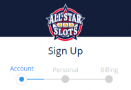 AllStarSlots Registration Form Step 1 Mobile Device View