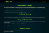 GamingClub Responsible Gambling Information Desktop Device View