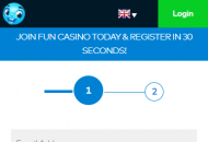 FunCasino Registration Form Step 1 Mobile Device View