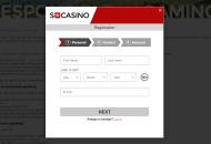 SCasino Registration Form Step 1 Desktop Device View