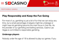 SCasino Responsible Gambling Settings Mobile Device View