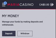 MariaCasino Payment Methods Mobile Device View 