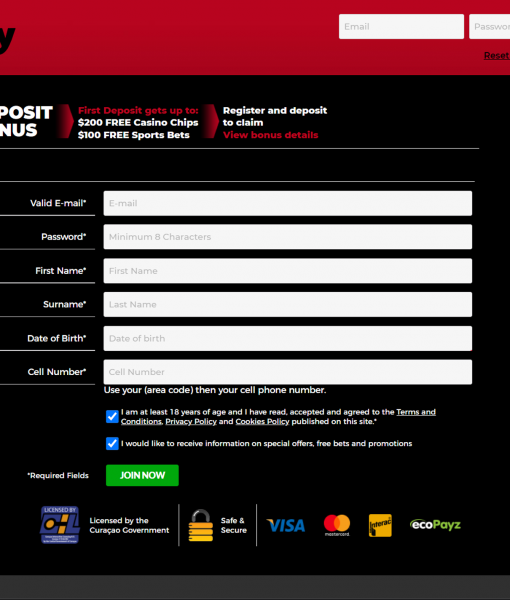 Powerplay Registration Form Step 1 Desktop Device View