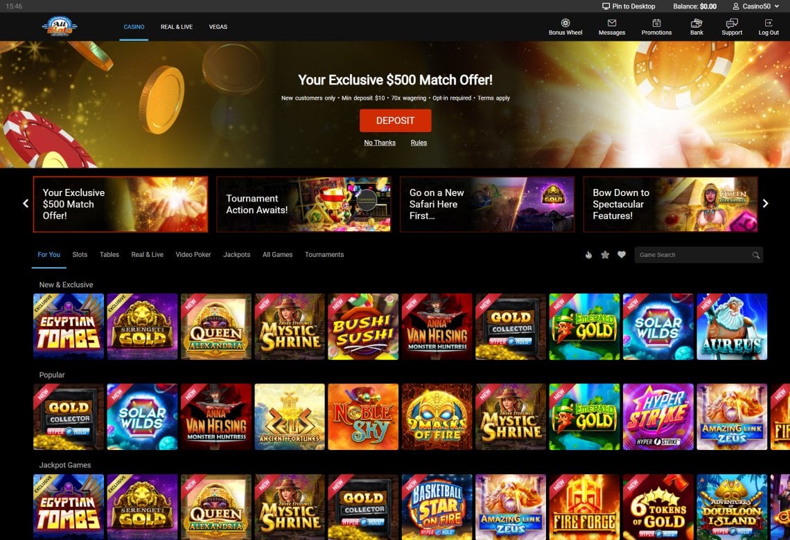 AllSlots Homepage Desktop Device View