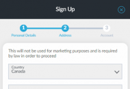 BetVictor Registration Form Step 2 Mobile Device View