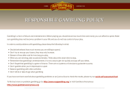 PlayerPalace Responsible Gambling Information Desktop Device View