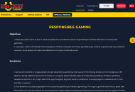 StayLucky Responsible Gambling Information Desktop Device View