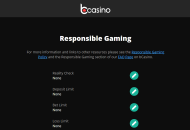 Bcasino Responsible Gambling Settings Desktop Device View