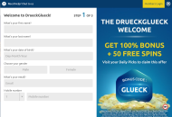 DrueckGlueck Registration Form Step 1 Desktop Device View 