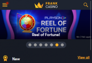 FrankCasino Homepage Mobile Device View 