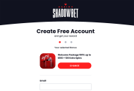 Shadowbet Registration Form Step 1 Desktop Device View