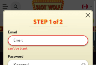 SlotWolf Registration Form Step 1 Mobile Device View
