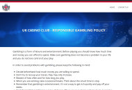 UKCasinoClub Responsible Gambling Information Desktop Device View