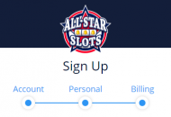 AllStarSlots Registration Form Step 3 Mobile Device View
