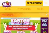 SlotMadness Promotions Mobile Device View