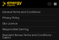 EnergyCasino Responsible Gambling Information Mobile Device View 
