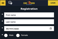 Euromoon Registration Form Step 2 Mobile Device View 