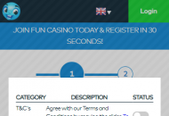 FunCasino Registration Form Step 3 Mobile Device View