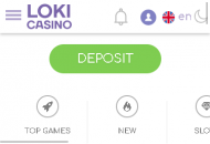 LokiCasino Homepage Mobile Device View 