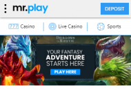Mr.Play Homepage Mobile Device View
