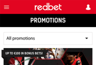 RedBet Promotions Mobile Device View