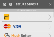 TradaCasino Payment Methods Mobile Device View