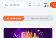 Bitcasino Promotions Mobile Device View 