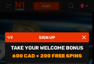 N1Casino Registration Form Step 1 Mobile Device View