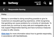 Betway Responsible Gambling Information 2 Mobile Device 