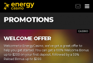 EnergyCasino Promotions Mobile Device View 
