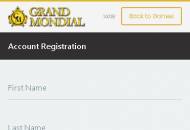 GrandMondial Registration Form Step 1 Mobile Device View