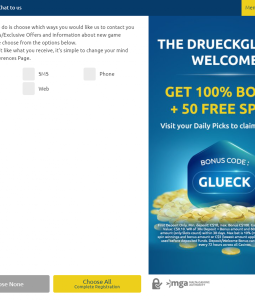 DrueckGlueck Registration Form Step 4 Desktop Device View 