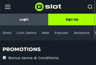 GSlot Homepage Mobile Device View