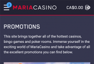 MariaCasino Promotions Mobile Device View 