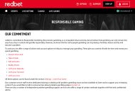 RedBet Responsible Gambling Information Desktop Device View