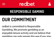 RedBet Responsible Gambling Information Mobile Device View