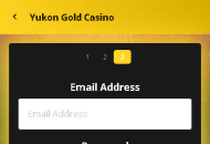 YukonGold Registration Form Step 3 Mobile Device View