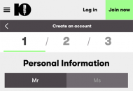 10bet Registration Form Step 1 Mobile Device View