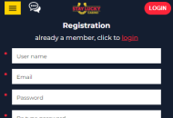StayLucky Registration Form Step 1 Mobile Device View