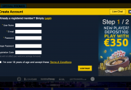 Euromoon Registration Form Step 1 Desktop Device View 