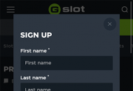 GSlot Registration Form Mobile Device View