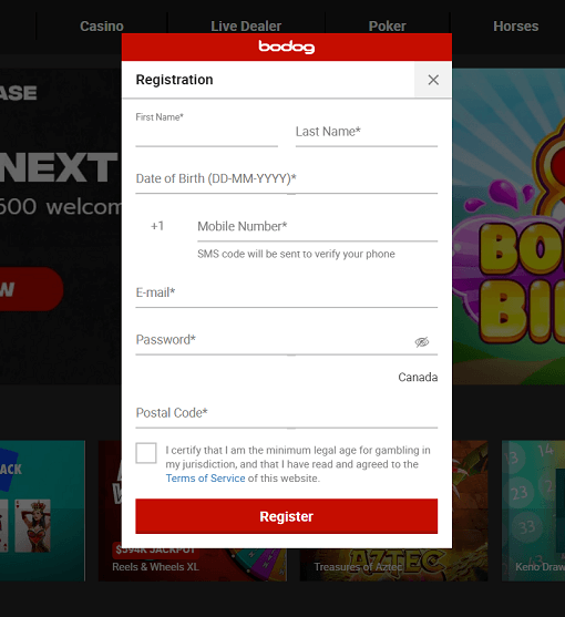 Bodog Registration Desktop